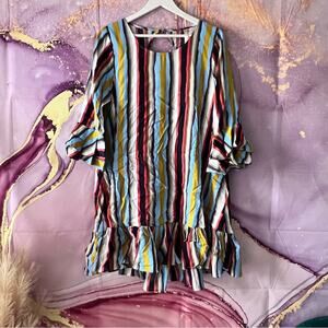 Anthropologie Uncle Frank Striped Bell Sleeve Tunic Dress M
